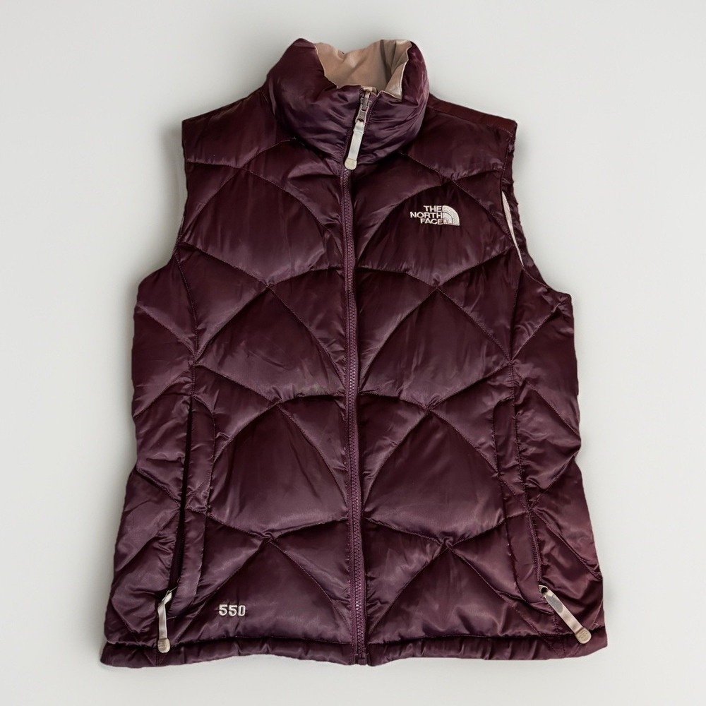 The North Face Puffer Vest 550 Goose‎ Down Purple Quilted Zip Women's Medium